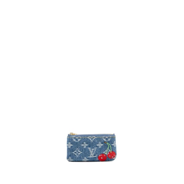 Louis Vuitton X Takashi Murakami Cherry Key Pouch Monogram Denim GHW in Denim from EMIER, photo 1 of 1
