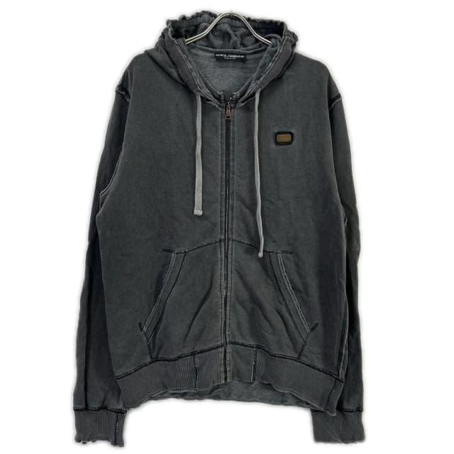 Dolce & Gabbana Gray Cotton Logo Plate Zip Up Hoodie 54 in Grey from The Reluxe, photo 1 of 1