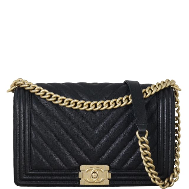 Chanel Boy New Medium Chevron in Caviar leather from Luxe.It.Fwd, photo 1 of 1