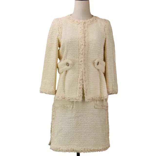 Chanel 10P Tweed Jacket Skirt Set 36 Beige in Beige Tweed from The Reluxe, photo 1 of 1