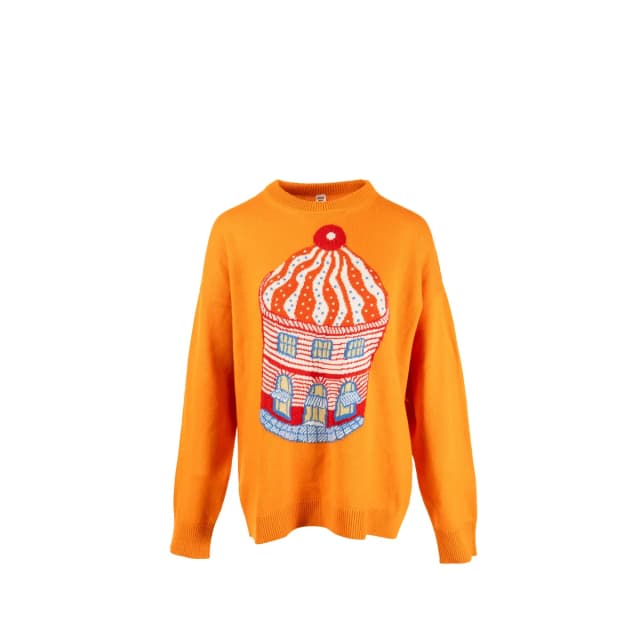 Hermès Size 42 Ice Cream Sweater Cashmere Orange/Multicolour in White Cashmere from EMIER, photo 1 of 1
