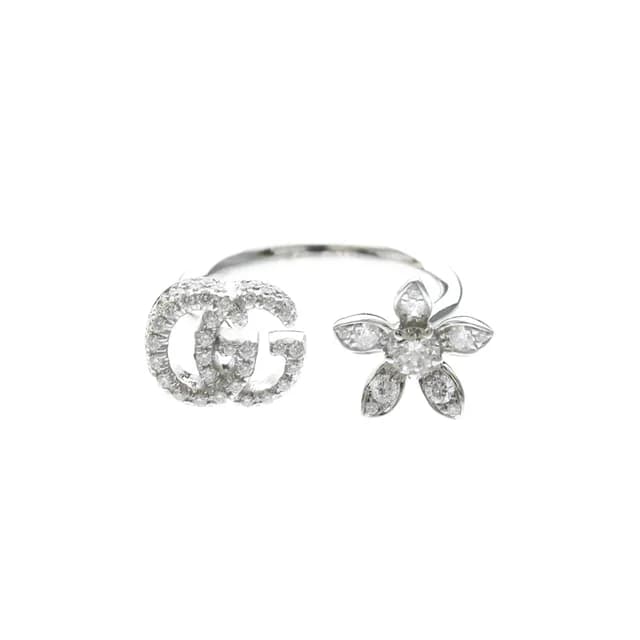 Gucci Flora Diamond Ring White Gold (18K) Fashion Diamond Band Ring Silver in Silver White gold (18K) from Elady, photo 1 of 1