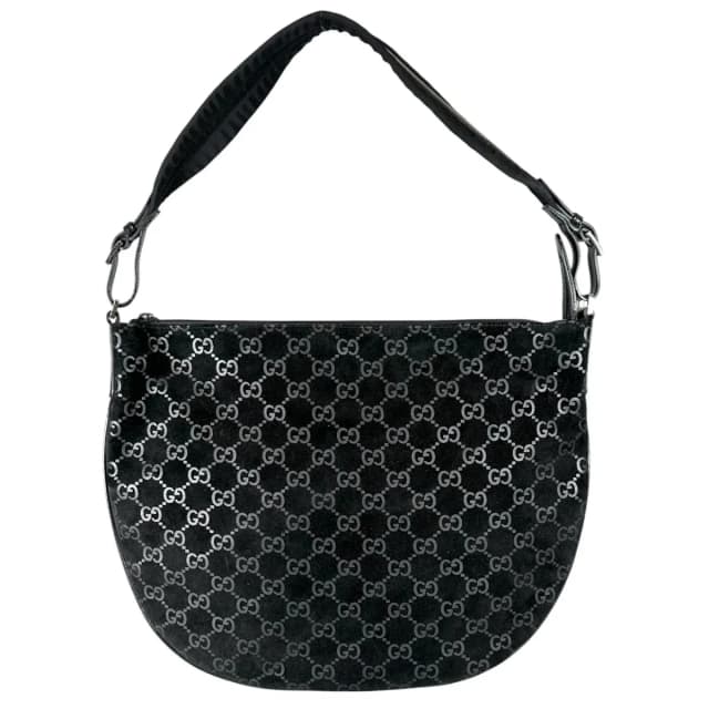 Gucci Shoulder Bag Suede Black GG Pattern in Black Suede from The Reluxe, photo 1 of 1