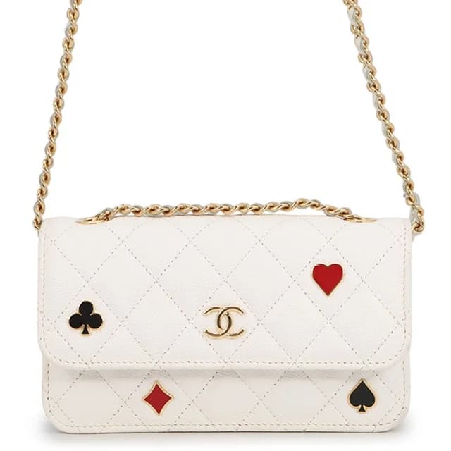 Chanel Chain Wallet Cruise Line Quilted CC Logo Caviar Leather White Shoulder in White Caviar leather from The Reluxe, photo 1 of 1