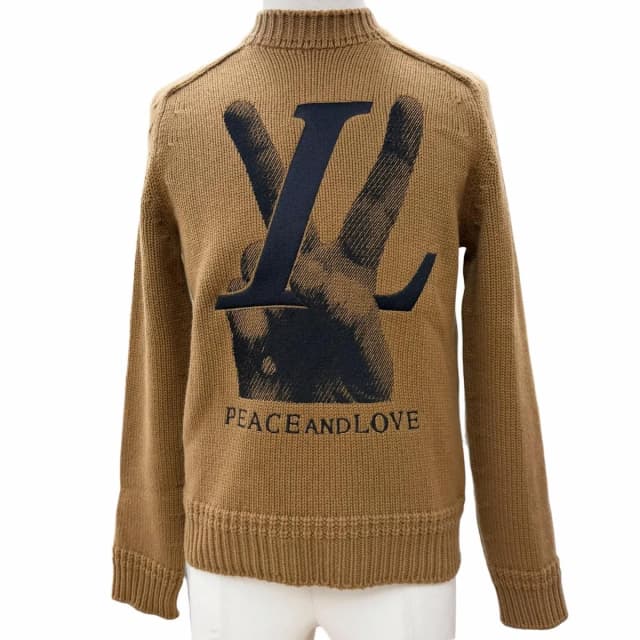 Peace and Love Cashmere Vicuna Blend LV Logo Hand Knit Sweater in Cashmere from The Reluxe, photo 1 of 1