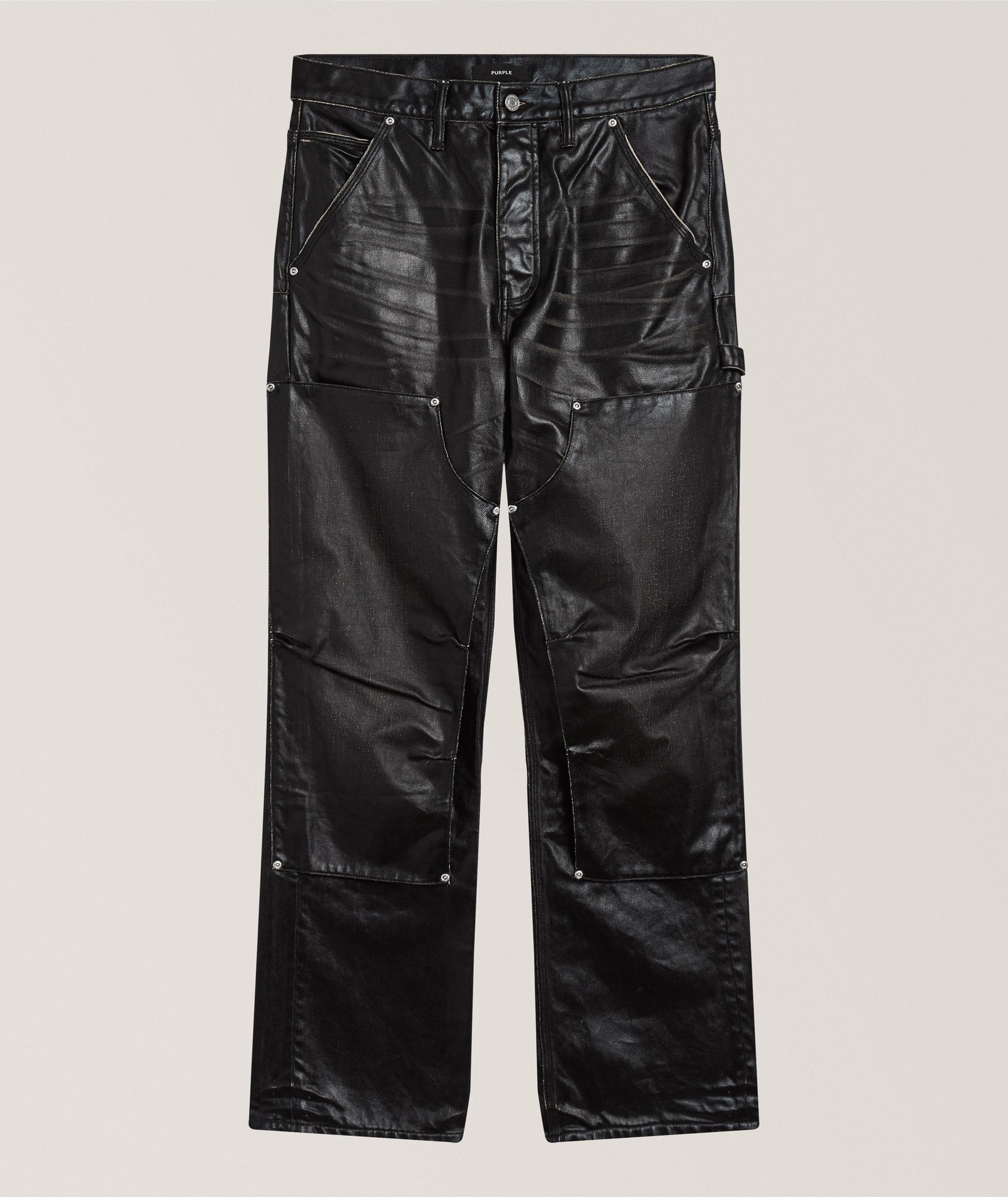 Purple Brand Coated Panel Carpenter Jeans in Black Cotton & Cotton Blends, image 1 of 1 from Harry Rosen