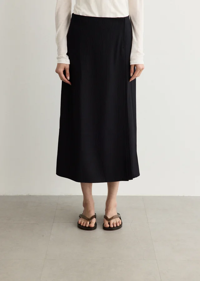 Incu Collection Savile Pleated Pinstripe Skirt in BLACK/BLUE PINSTRIPE, image 1 of 1 from Incu