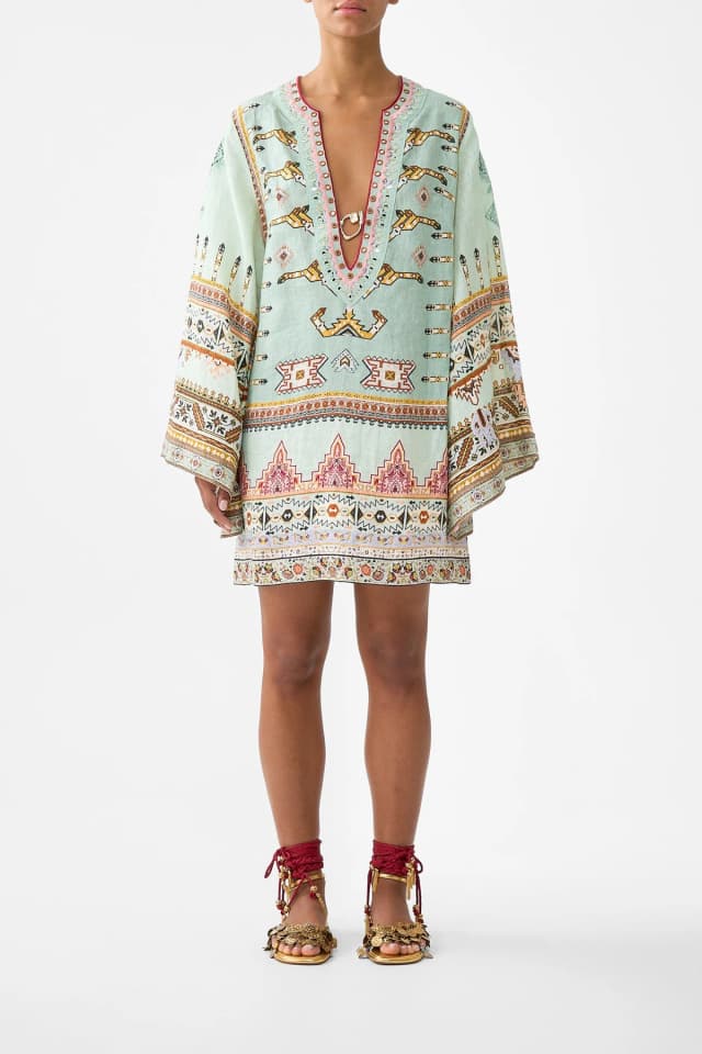 Camilla eBoutique DEEP V-NECK HARDWARE SHORT KAFTAN LEGEND HAS IT, image 1 of 1 from CAMILLA