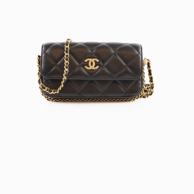 Chanel Flap Phone Holder in Black Lambskin from The Purse Affair, photo 1 of 1