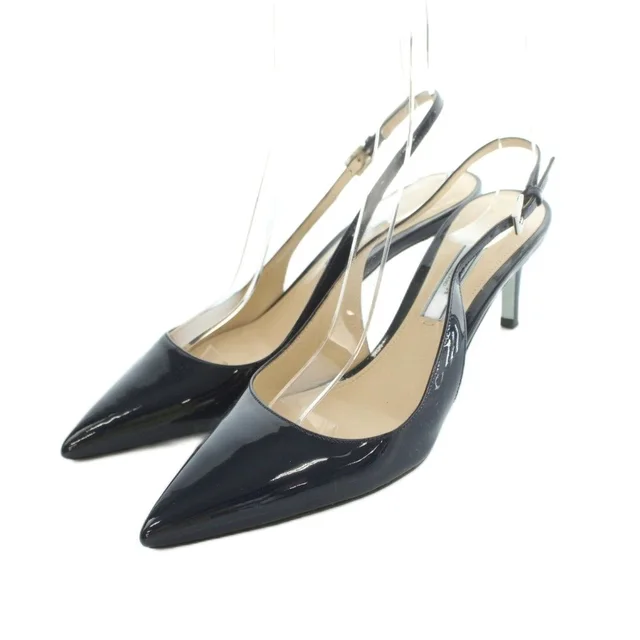Prada Slingback Pointed Toe Pumps Patent Navy Heels in Navy Patent leather from The Reluxe, photo 1 of 1
