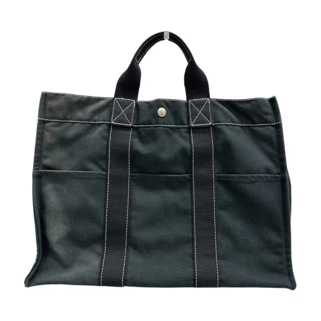 Hermès Deauville MM Black Silver Canvas Handbag in Black Canvas from The Reluxe, photo 1 of 1