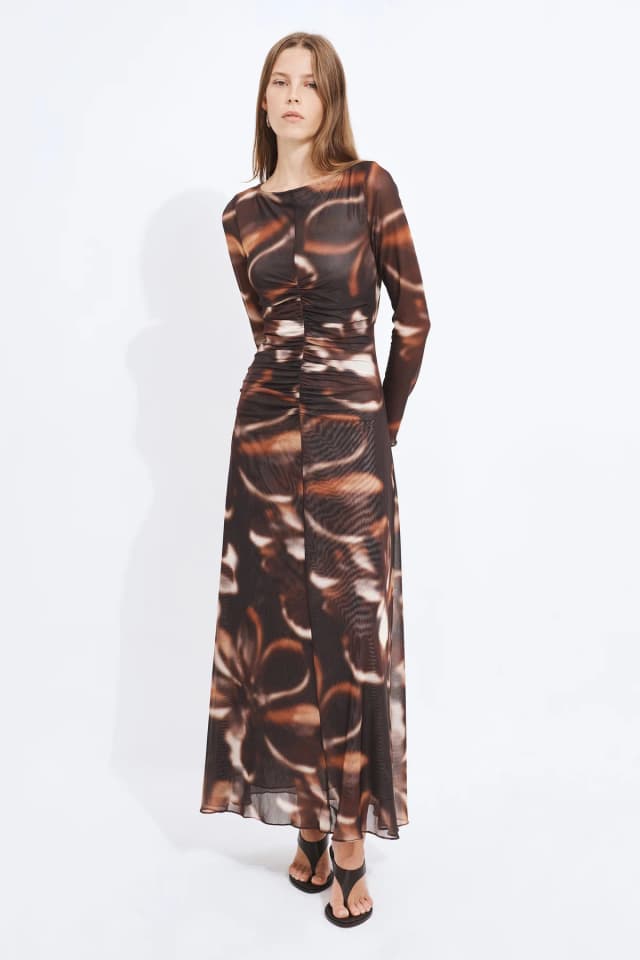Aje Studio Stella Mesh Maxi Dress in BLURRED FLORAL, image 1 of 1 from Aje