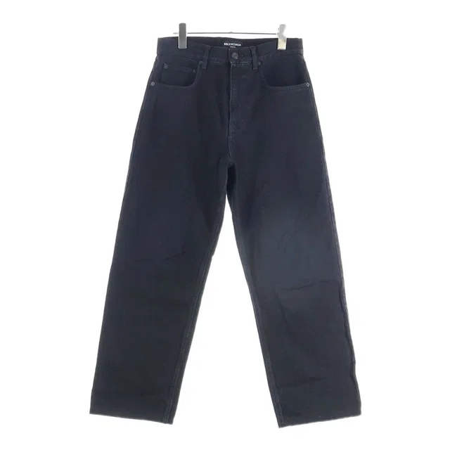 Balenciaga Dameged Straight Jeans Distressed Wide Denim Pants Black in Black Denim from The Reluxe, photo 1 of 1
