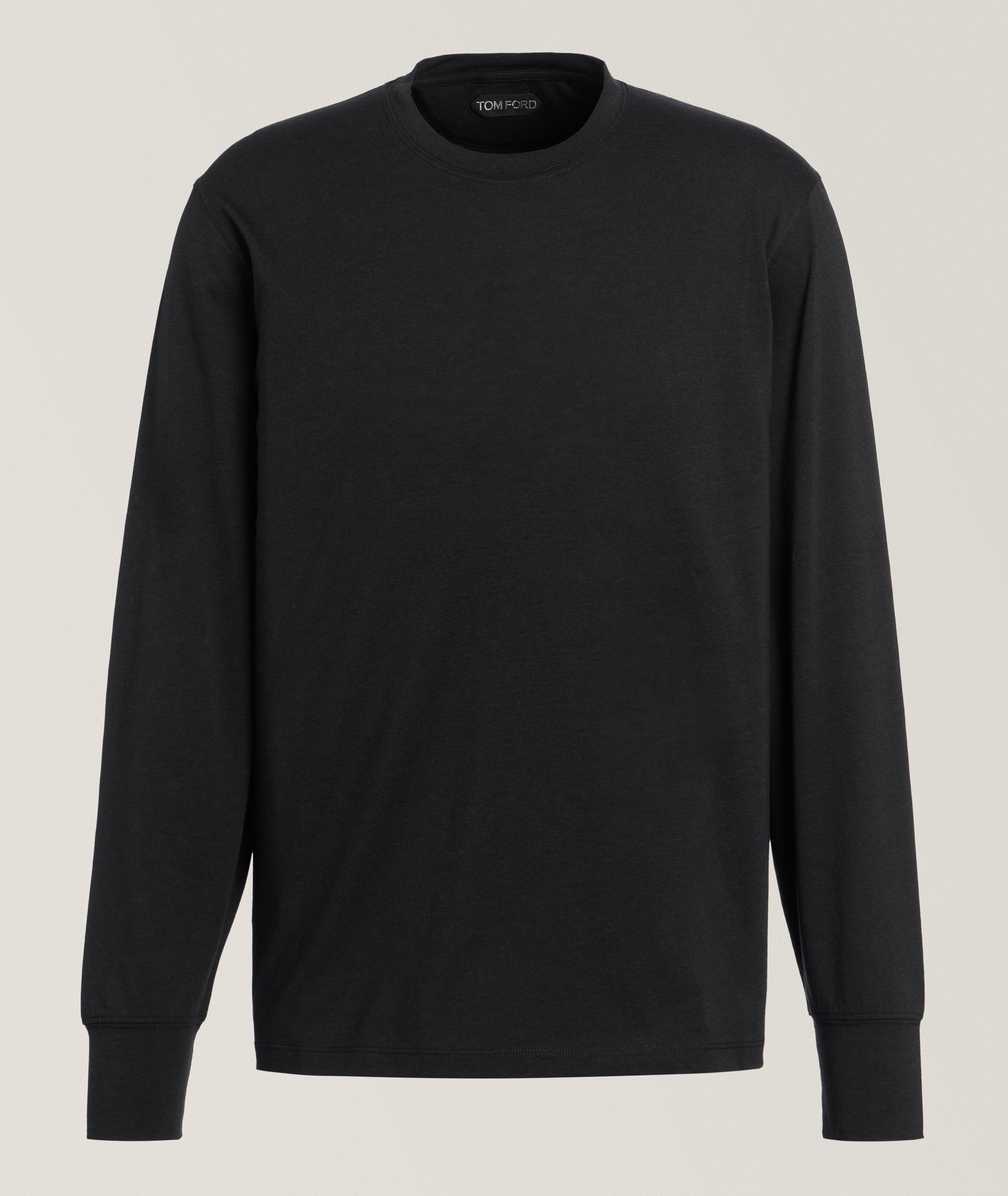 TOM FORD Lyocell-Cotton Crewneck T-Shirt in Black Cotton & Cotton Blends, image 1 of 1 from Harry Rosen