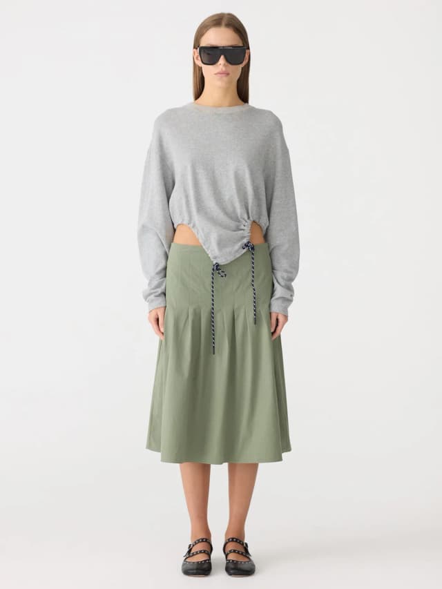 Bassike Crushed Cotton Pleated Skirt, image 1 of 1 from bassike
