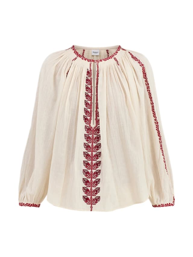 Marant Etoile Lena-GE Blouse in Beige/Red, image 1 of 1 from Fenwick