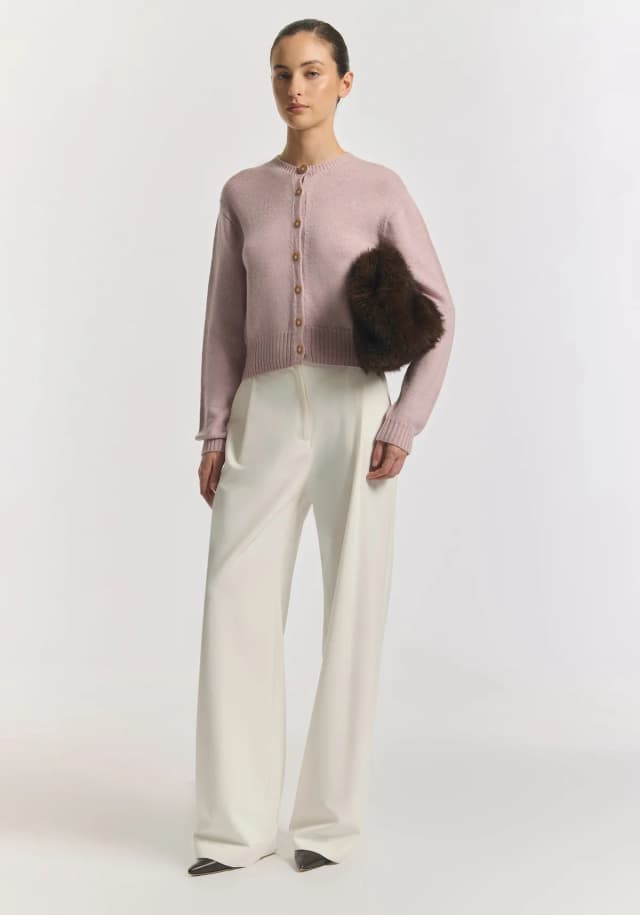 VIKTORIA & WOODS Ego Merino Cardigan in SALT LAKE PINK, image 1 of 1 from Viktoria & Woods