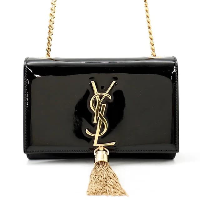 Saint Laurent Chain Shoulder Bag Kate Monogram Patent Black in Black Patent leather from The Reluxe, photo 1 of 1