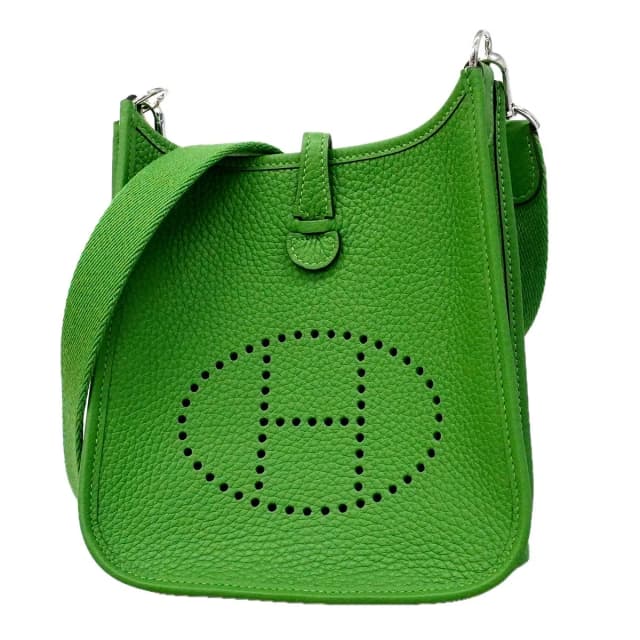 Hermès Shoulder Bag Evelyne TPM Taurillon Clemence Vert Yucca Silver in Green Clemence leather from The Reluxe, photo 1 of 1