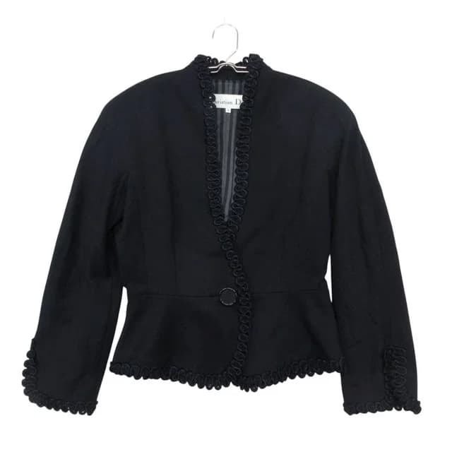 Dior Tailored Jacket Loopembroidery Fitted Outer Lining Stripe Navy in Navy Silk from The Reluxe, photo 1 of 1