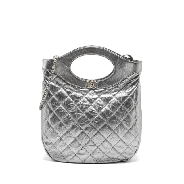 Chanel 31 BAG Quilted Crumpled Calfskin Metallic Silver SHW in Silver Calfskin from EMIER, photo 1 of 1