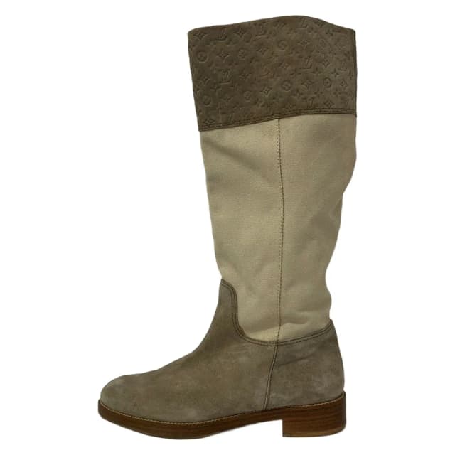 Louis Vuitton Long Boots Beige Monogram 37 in Beige Suede from The Reluxe, photo 1 of 1