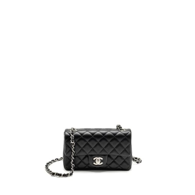 Chanel Mini Rectangular Flap Bag Lambskin Black SHW (microchip) in Black Lambskin from EMIER, photo 1 of 1