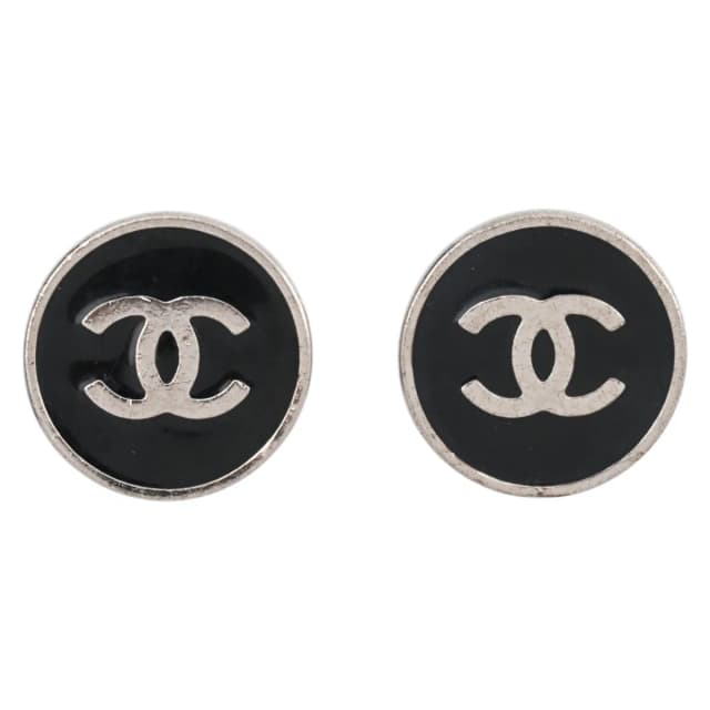 Chanel 2005 CC mark round earrings black/gold from VINTAGE QOO TOKYO, photo 1 of 1
