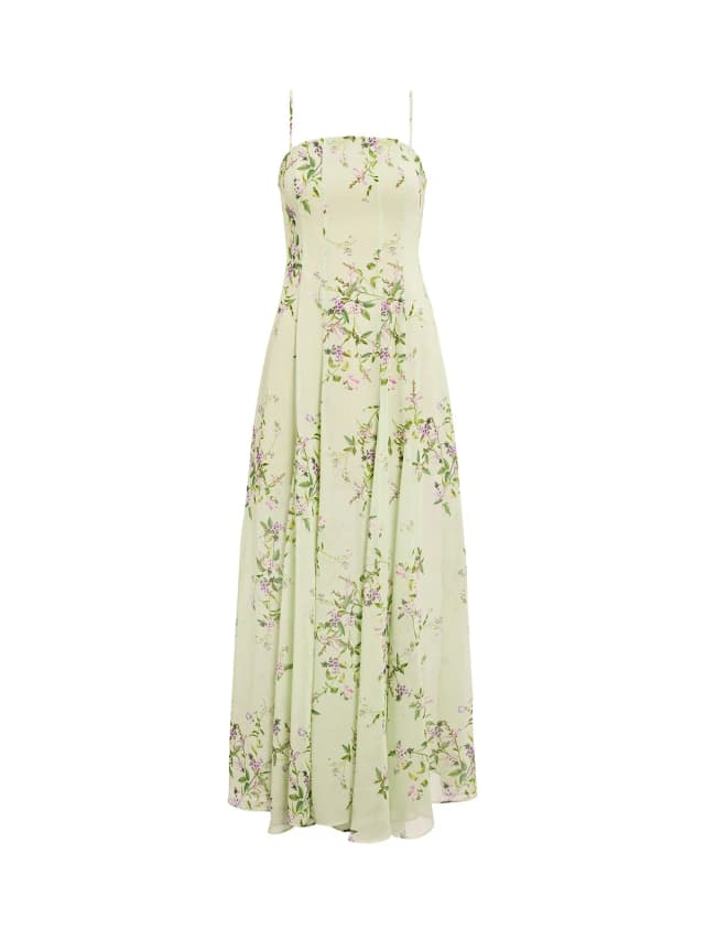 Forever New Kimora Strapless Midi Dress Green in Sage Glade Floral, image 1 of 1 from Fenwick