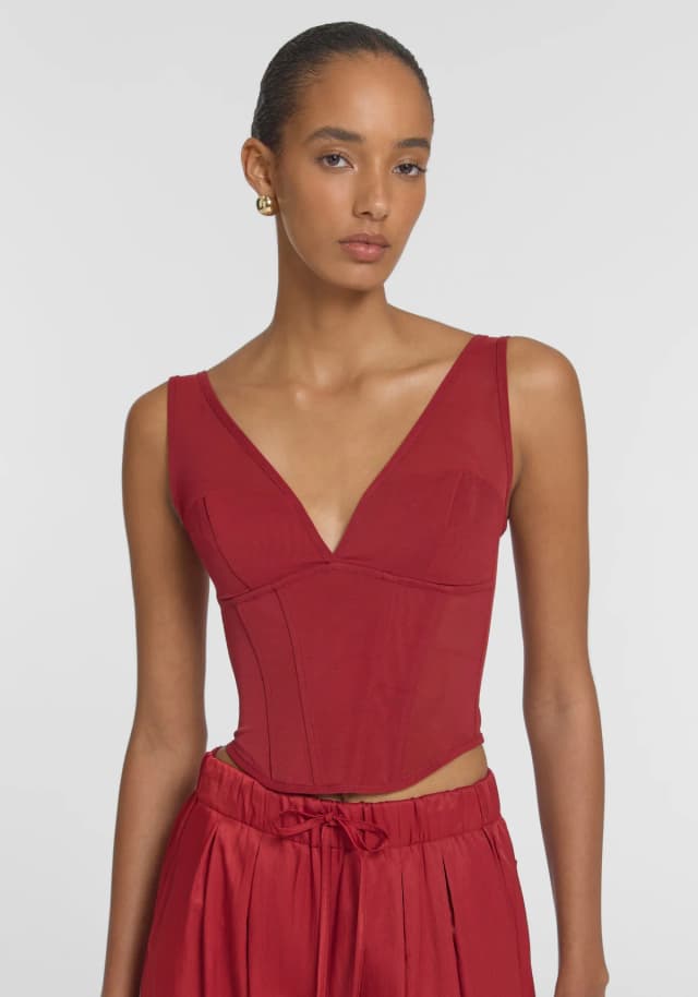 VIKTORIA & WOODS Casanova Bustier in SCARLET, image 1 of 1 from Viktoria & Woods