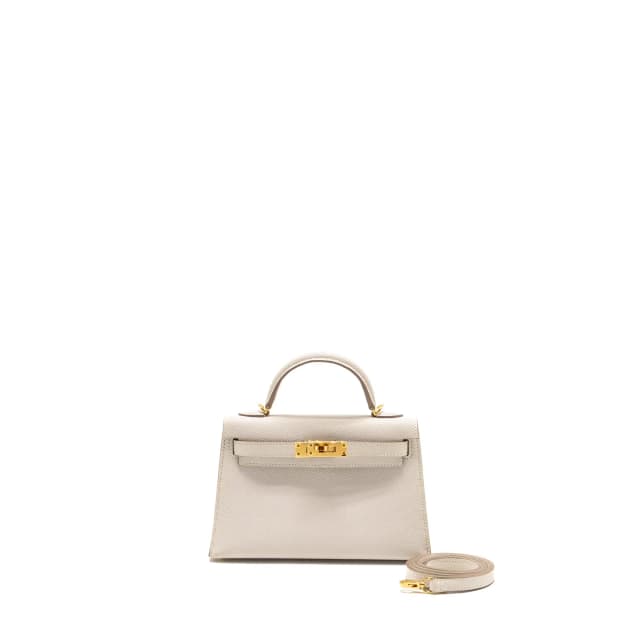 Hermès Mini Kelly II Epsom Gris Pale GHW Stamp W in Grey Epsom leather from EMIER, photo 1 of 1