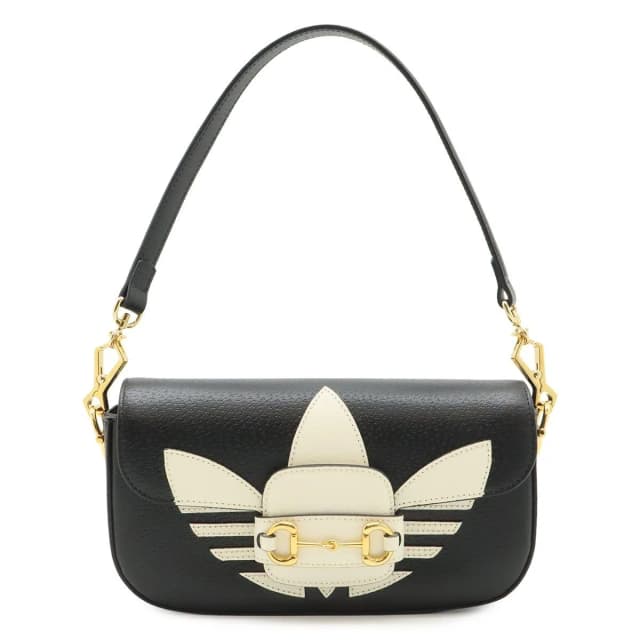 Gucci Adidas Collaboration Horsebit Shoulder Bag 2-Way Clutch Leather Black in Black Leather from The Reluxe, photo 1 of 1