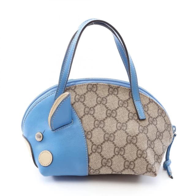 Gucci Handbag Children's Zoo GG Supreme Pig Beige Blue Leather Mini Handle Bag in Beige Leather from The Reluxe, photo 1 of 1