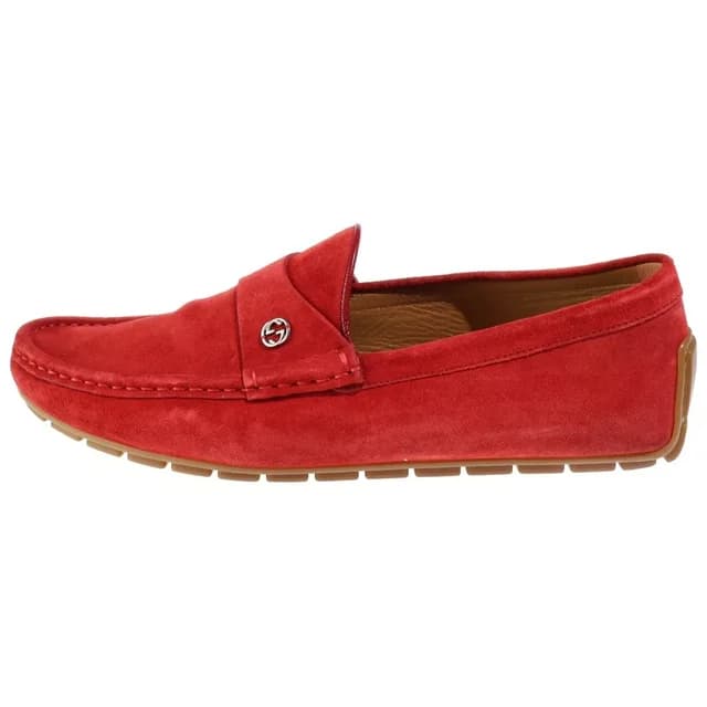 Gucci Interlocking G Suede Loafers Red in Red Suede from The Reluxe, photo 1 of 1