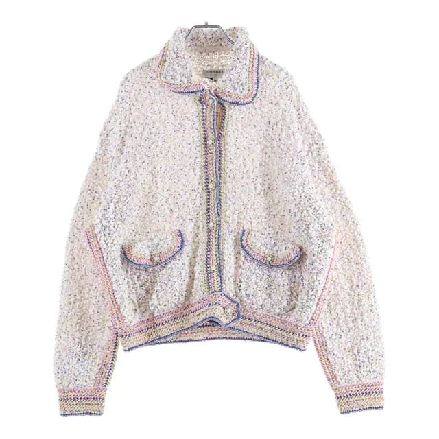 Chanel Tweed Jacket White 38 Nafkq in White Tweed from The Reluxe, photo 1 of 1