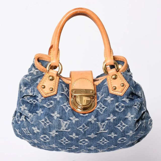 Louis Vuitton Pleaty Handbag Monogram Denim Leather Blue Gold in Blue Denim from The Reluxe, photo 1 of 1