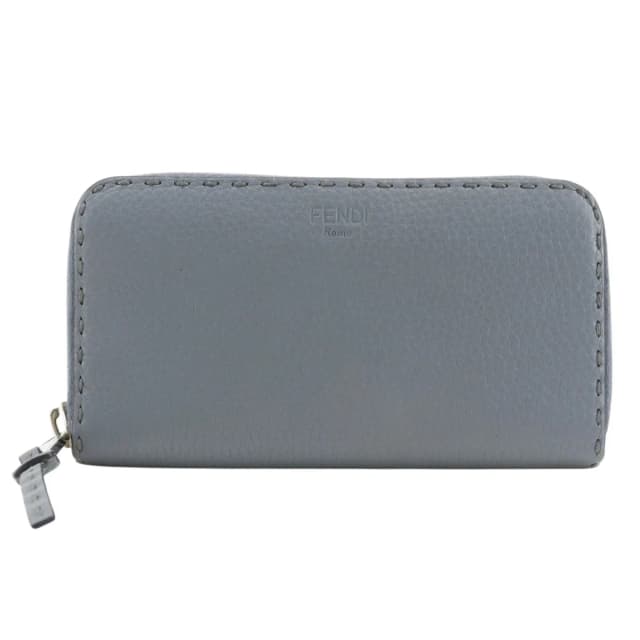 Fendi Zip Around Selleria Leather Light Blue Wallet in Blue Leather from The Reluxe, photo 1 of 1