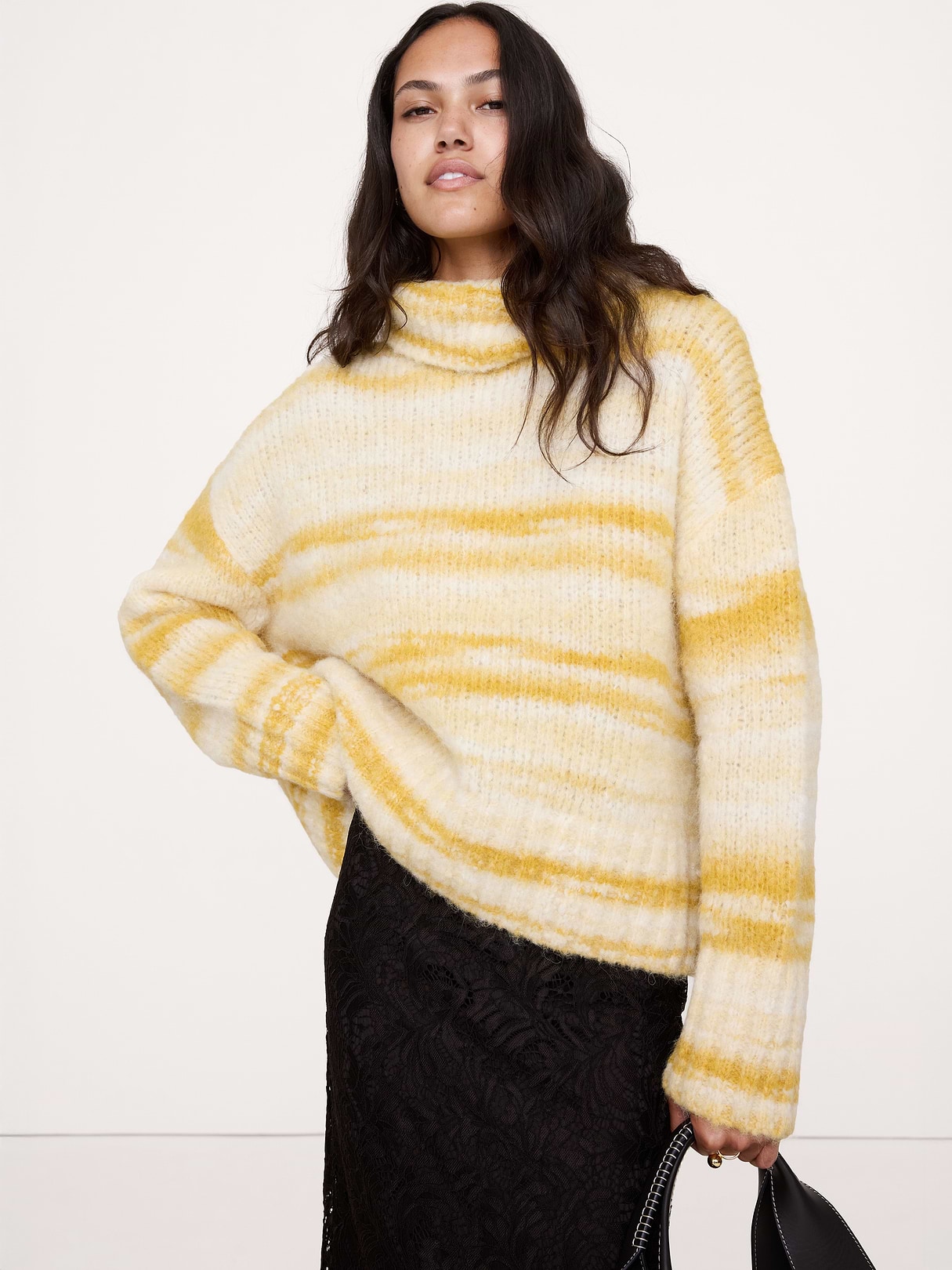 Banana Republic Italian Alpaca-Blend Funnel-Neck Sweater in Yellow Glow, image 1 of 1 from Banana Republic (Canada)