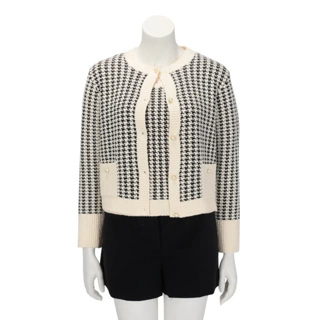 Dior Technical Knit Houndstooth Twinset in Ivory & Black from Blue Spinach, photo 1 of 1