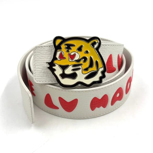 Ceinture LV Tiger 40 Leather White Red Belt Silver in White Leather from The Reluxe, photo 1 of 1