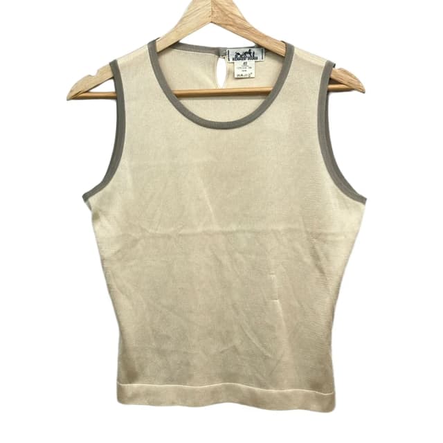 Hermès Sleeveless Top M Ivory Light Gray Silk Knit in White Silk from The Reluxe, photo 1 of 1