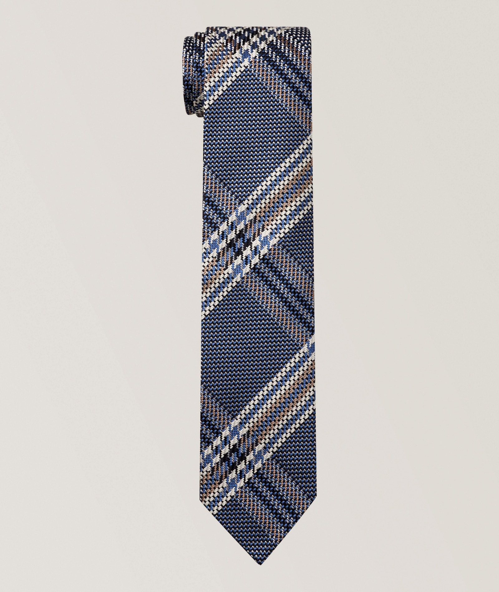 Altea Plaid Untipped Silk Tie in Blue, image 1 of 1 from Harry Rosen