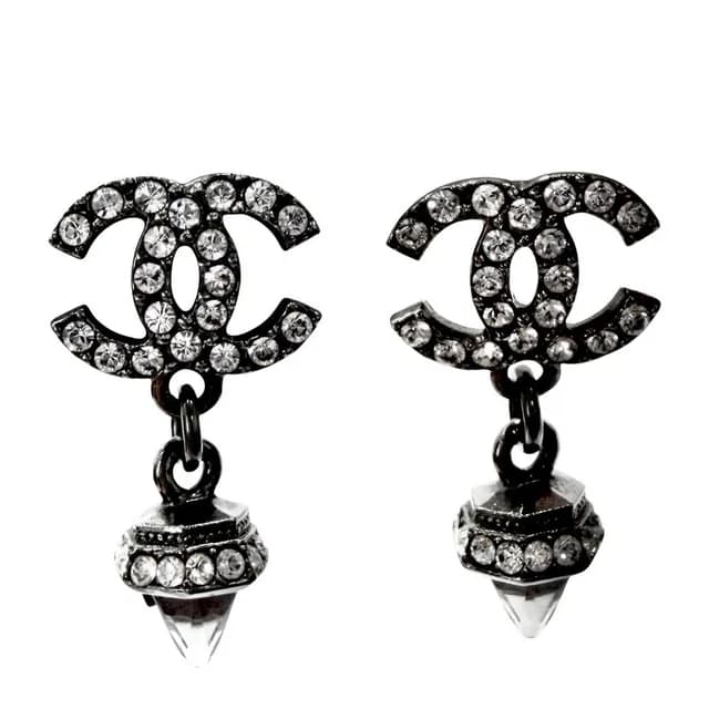 Chanel Earrings CC Logo Swing Rhinestone Silver in Silver from The Reluxe, photo 1 of 1