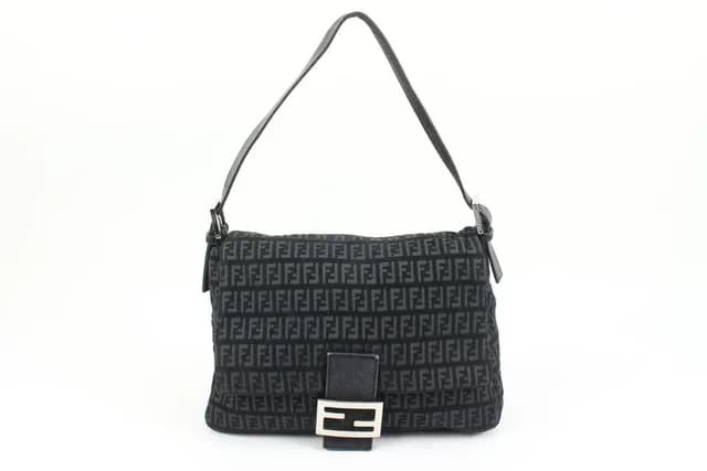 Fendi Black Monogram FF Zucchino Mama Baguette Shoulder bag in Black Canvas from Bagriculture, photo 1 of 1