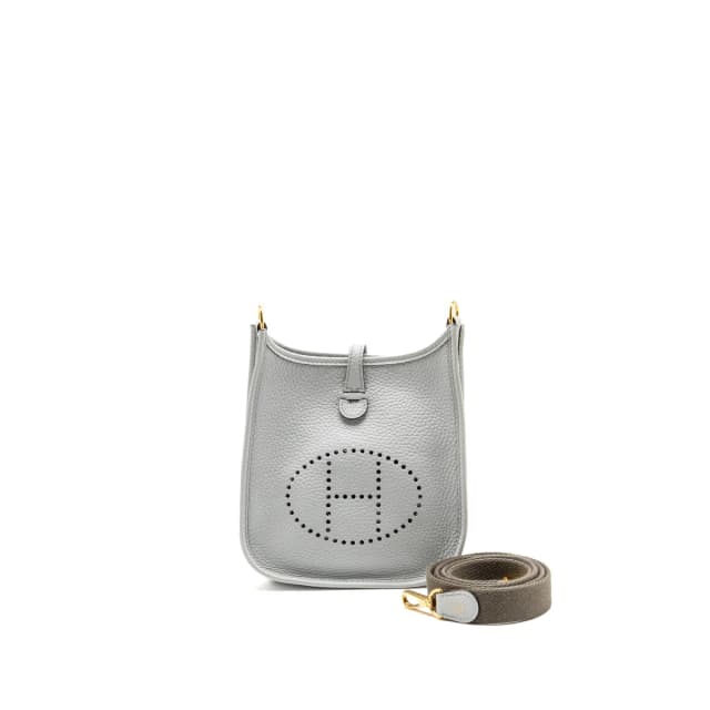 Hermès Mini Evelyne Clemence Bleu Pale / Gris Etain SHW Stamp Z in Taupe Clemence leather from EMIER, photo 1 of 1