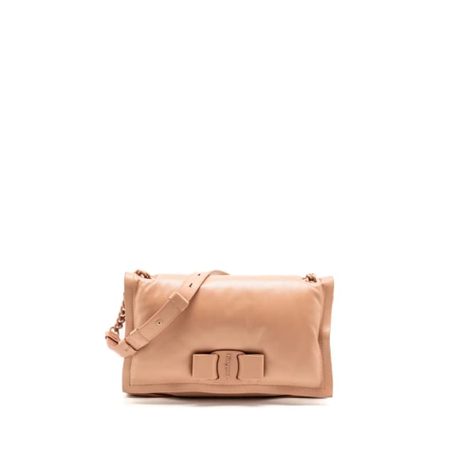 Ferragamo Viva Bow Shoulder Bag Leather Dust Pink SHW in Pink Leather from EMIER, photo 1 of 1