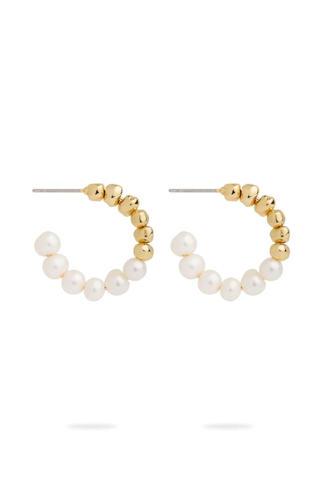 AJE Astral Pearl Hoop Stud in GOLD/PEARL, image 1 of 1 from Aje