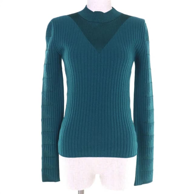Hermès Wool Silk Long Sleeve Rib Knit Green 34 in Green Silk from The Reluxe, photo 1 of 1