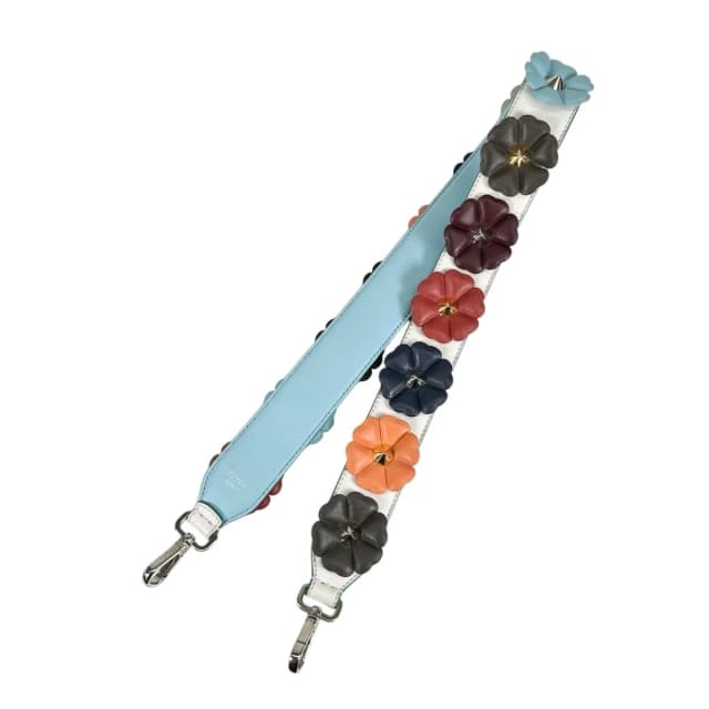 Fendi Shoulder Strap Leather White Multicolor Light Blue Silver in White Leather from The Reluxe, photo 1 of 1