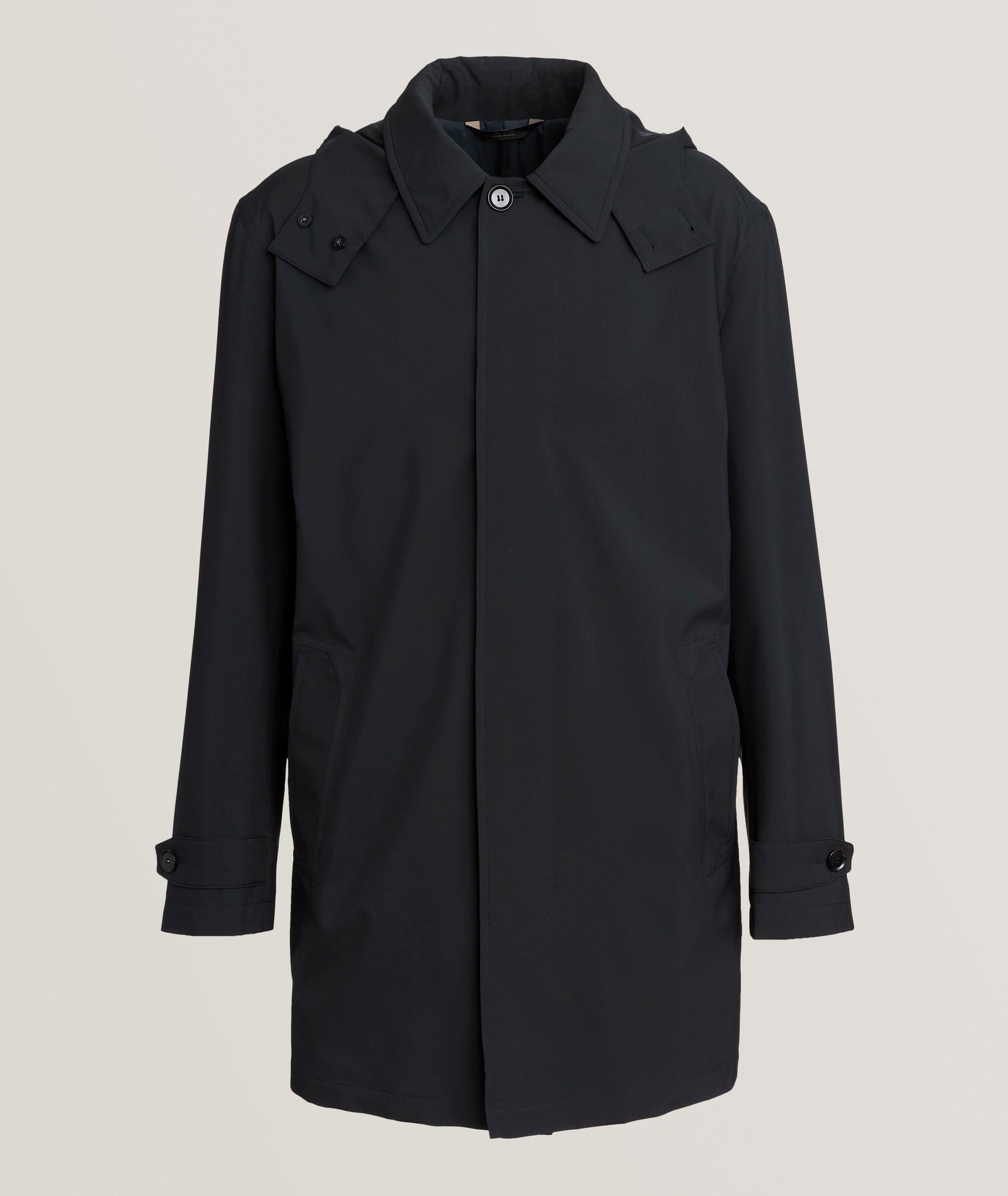 Brioni Performa Hooded Car Coat in Blue, image 1 of 1 from Harry Rosen